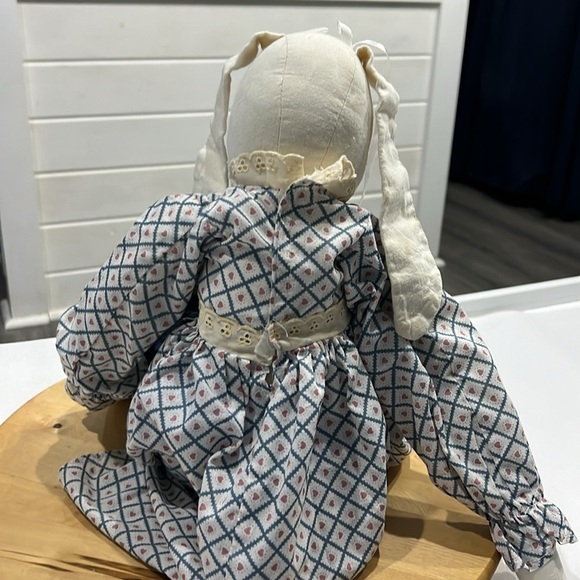 Vintage Handmade Stuffed Bunny Rabbit - Blue and White. - Picture 5 of 9